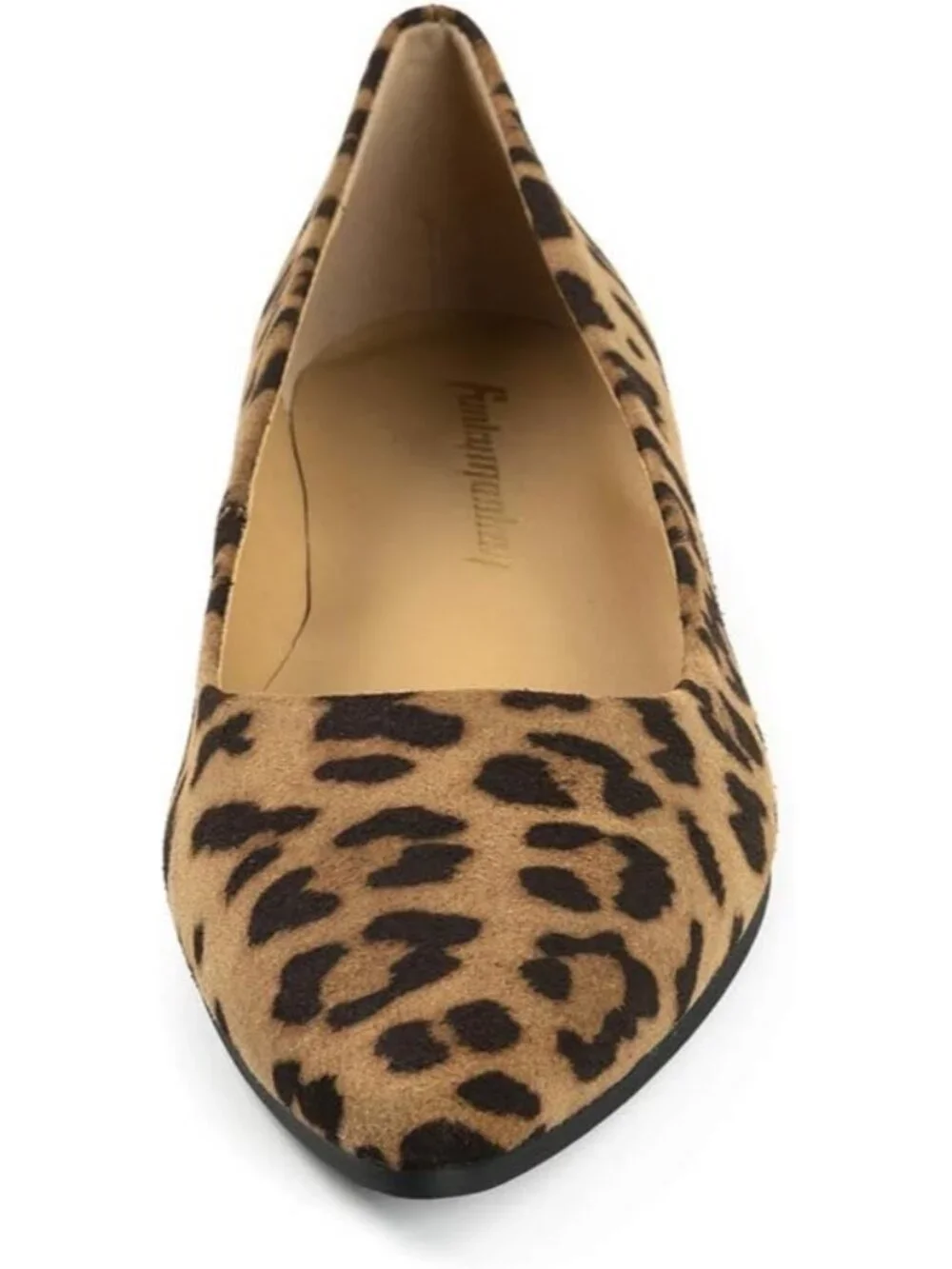 FUNKYMONKEY Women Leopard Faux Leather Pointed Toe Slip On Ballet Low Heel Flats